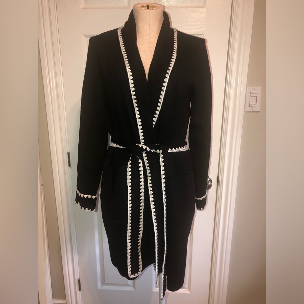 Tahari Black Viscose Blend Cardigan